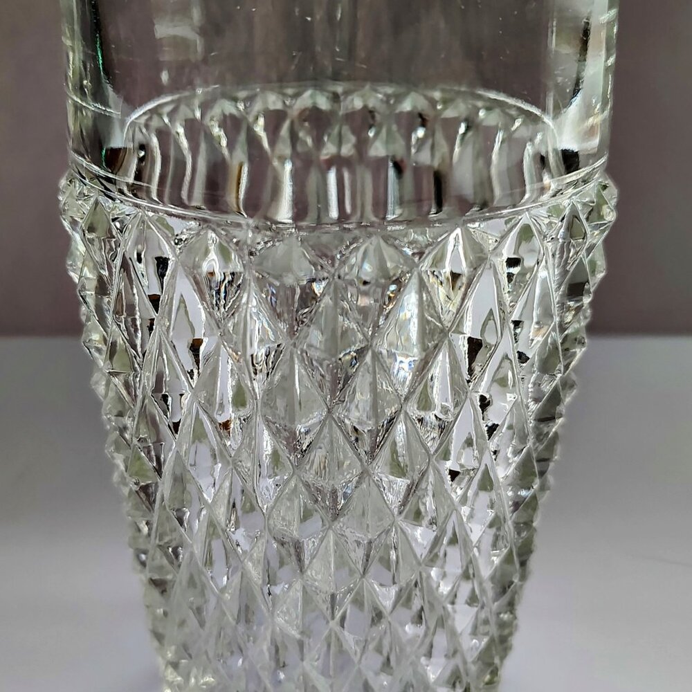 15 oz. Flat Tumbler Pressed Pattern Diamond Point Clear by Indiana Glass
